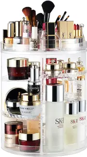 Makeup Organizer 360 Degree Rotating Adjustable Cosmetic Storage Display Clear