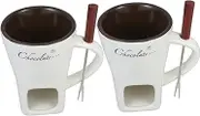GREENADSCAPE 2 Pack Cheese Fondue Set Melting Pot for Chocolate Butter Wax Ice Cream Forks