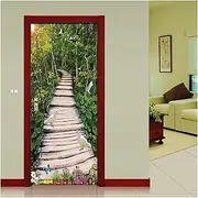 Door Stickers Rural Roads Forest Floral Door Wall Sticker Classic Door Mural