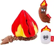 Interactive Dog Toy Set, Campfire with Treat Pocket and Squeaky Sausage, Cloth Tug Rope, Squeaky Toy, Snuffle Toy and Tug-of-War Toy for Dogs