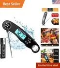 Digital Waterproof Instant Read Meat Thermometer with Backlight LCD - Black