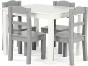 Springfield Kids Wood Table and 4 Chairs Set White Grey