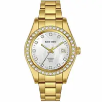 在飛比找樂天市場購物網優惠-Rhythm 日本麗聲鐘時針 真鑽框日期顯示機械腕錶 (RQ