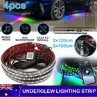120+150 RGB Under Car Neon Lights Tube Glow Underglow Underbody LED Strip Light
