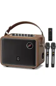 JYX C25 Karaoke Machine with 2 Rechargeable Microphones, PA System with Trebl...