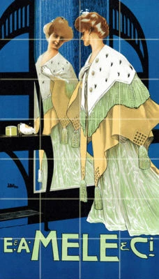 Art Nouveau Ceramic Mural Backsplash Bath Tile #606