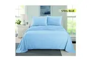 CASHMERE TOUCH FLANNEL SHEET SET SINGLE - KING STEEL BLUE