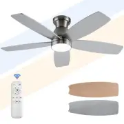 42 inch Flush Mount Ceiling Fans with Lights and Remote Control,Black Low Pro...