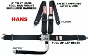 BLACK SFI 16.1 HANS RACING HARNESS 5 POINT BLACK SFI 16.1 PULL UP LAP BELTS