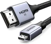 UGREEN 8K@60Hz Micro HDMI to HDMI Cable 2M 4K 120Hz Aluminum Shell Braided 48Gbps Ultra Speed Support HDR eARC Dolby Compatible with Raspberry Pi 4 Camera