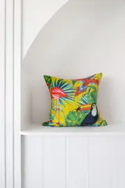 Tropical Birds Pillow Cover-Tropical Cushion-Pillow Case-Parrot Pillow-Tropical Leaf Cushion-Toucan Pillow Cover-Beach House Decor