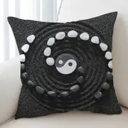 Black and White Stones Yin and Tang Cushion Cover