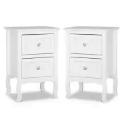 HelloFurniture 2-Drawer Franco Bedside Table, Set of 2 (White)