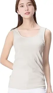 [Wing] EL1161 Women's Inner 100% Organic Cotton (Body Fabric) Bra is Hard to Hear (Luxurious Cotton, Organic Rib Type), Sleeveless Tank Top