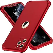 ORETECH Designed for iPhone 11 Pro Max Case with [2 x Tempered Glass Screen Protector] 360 Full Body Shockproof Protection Cover Hard PC Soft Rubber Silicone Case for iPhone 11 Pro Max 6.5" Red