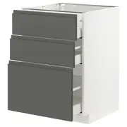 METOD / MAXIMERA base cabinet with 3 drawers, white/Voxtorp dark grey, 60x60x80 cm