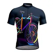 Men's Cycling Jersey Short Sleeve Bike Tee Tshirt Top with 3 Rear Pockets UV Resistant Breathable Quick Dry Front Zipper Wine Red Black Dark Purple Sports Clot