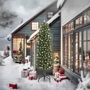 Slim Christmas Tree 300 LEDs & Ball Set Green 240 cm