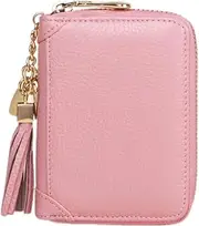 [Generic] Leather Women's Purse - Small Wallet w/Zip Around Purse (Pink, One Size)