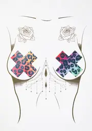 [Pastease] Cheetah Rainbow Cross Pasties