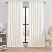 Linen Light Filtering Curtains/Drapes, White Sheer Linen Curtains 96 inches l...