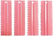 CEWIFO Cake Scrapers Set Pink Decorating Comb and Icing Smoother, Plastic Sawtooth Scraper Polisher Butter Mousse Cream Cake Edge DIY Tool -8 Design Textures (Pink)…