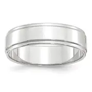 10k White Gold 6mm Flat with Step Edge Wedding Band Ring For Mens Size 10.5