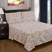 [Superior] 300 Thread Count Cotton Bellflower Print Sheet Set, Twin, Light Blue