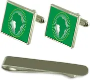 [Select Gifts] OAS Flag Silver Cufflinks Tie Clip Box Gift Set