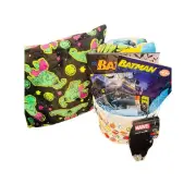 Batman adventure bundle, 40 x 50 preschool throw Hulk pillow 16 by 16 Spider-Man