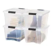 IRIS USA 32 Quart Stackable Plastic Storage Bins with Lids and Latching Buckl...