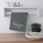 Horses Ponies & Coffee Grey Equestrian Kitchen Tea Towel
