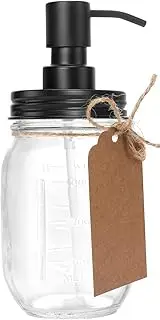 Premium Quality Mason Jar Soap Dispenser - Black 16 Ounce - Made from Rust Proof Stainless Steel – Dish and Hand Soap Dispenser – Ideal for Kitchen Dish Soap, Bathroom Soap
