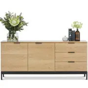 Macy Natural Oak & Black Sideboard Buffet