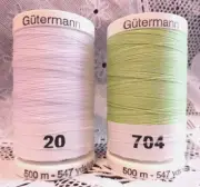 NEW White & Green GUTERMANN 100% polyester sew-all thread 547 yard Spools