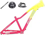 Hardtail Mountain Bike Frame 26er MTB Frame Thru Axle 12 * 142mm Disc Brake Aluminum Alloy Rigid Frame DH/XC/4X/enduro (Color : Yellow Pink)