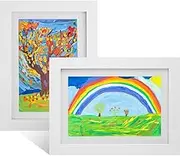 2 Pack Kids Artwork Picture Frame with Stand Kids Art Frames Front Opening A4 Children Art Projects Kids Artwork Display Frame Picture Frame Hold up to 150 Artworks for Crafts Drawing (2*White)