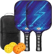 EverVanz Pickleball Paddle Set of 2, USAPA Approved Lightweight Fiberglass Rackets with Honeycomb Core, 4 Pickleballs & Carrying Bag, Ideal for Beginners & Gift