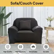 1-2-3 Seater Sofa Couch Cover - Grey - Stretchable and Protective