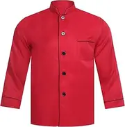 [TiaoBug] Unisex Chef Coat Jacket Long Sleeve Single-Breasted Chef Shirt Restaurant Kitchen Hotel Chef Top Uniform