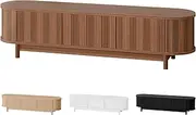ALFORDSON TV Cabinet Stand160 x 40 x 40cm, Modern Furniture Entertainment Unit Stand with 2 Ample Storage Side Cabinets and 2 Middle Shelves for Living Room, Dark Teak Color, Handle-Free