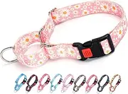 Pink Martingale Dog Collar for Small Medium Large Dogs,Adjustable Safety Lockable Buckle Dog Collar with Daisy Flower,Walking Training Boy and Girl Dogs（Daisy-S