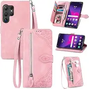 [Asuwish] Mobile Phone Case for Samsung Galaxy S24 Ultra 5G Case with Screen Protector Card Slot Foldable Leather Wallet Stand S24Ultra 24S S 24 24Ultra Mobile Phone Cases Protective Glass Phone Case