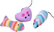 HANABASS Cat Spring Toy Interactive Kitten Toy Mouse Fish Design Long-Lasting Material for Hunting Play Random Style
