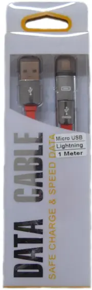 2 in 1 USB to Micro USB/Lightning Cable 1M Red