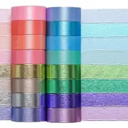Juego De Cintas Washi Decorativas De Colores - 16 Rollos De Papel De Alumini -