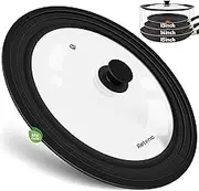13-14-15in Universal Lid for Pots,Pans,Skillets,Large Replacement Frying Pan Cover,Big Cookware Lids,Tempered Glass with Heat Resistant Silicone Rim,Knob, BPA Free,Dishwasher Safe