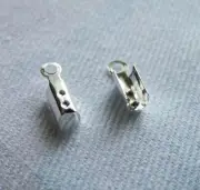 40pcs Fold Over Crimp Cord End Cap with Loop Fit 2mm Leather Ribbon Clasp Silver