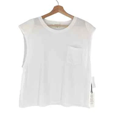 Treasure & Bond Nordstrom Shoulder Pad Pocket Tee Cotton Modal in White