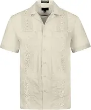 [OmegaTux] Omega Cuban Guayabera Short Sleeve Shirt, Wedding Cigar Beach Bartender Casual